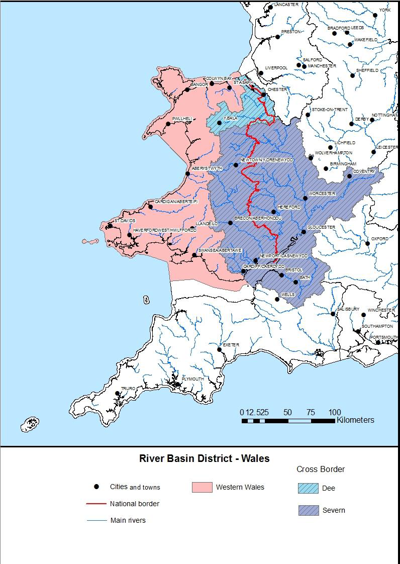 Annex 1: Map of river basin districts in Wales