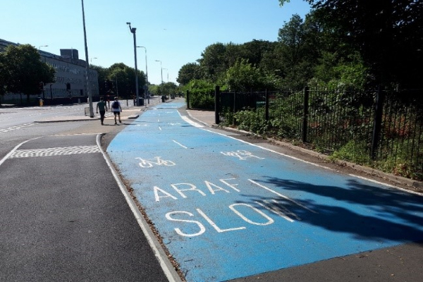 Photo of duel active travel lane and walkway