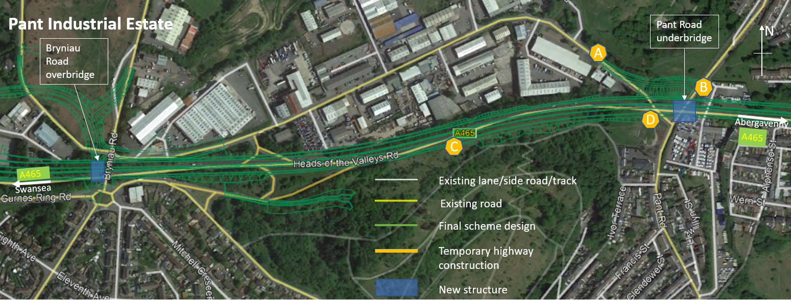 Map showing pant industrial estate junction plan