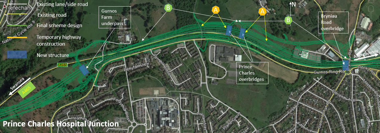 Map showing Prince Charles junction plans