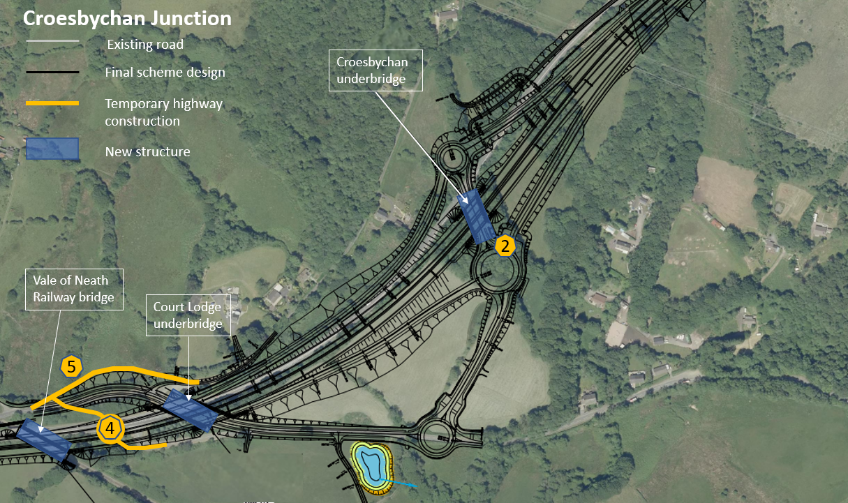 map showing Croesbychan junction plan