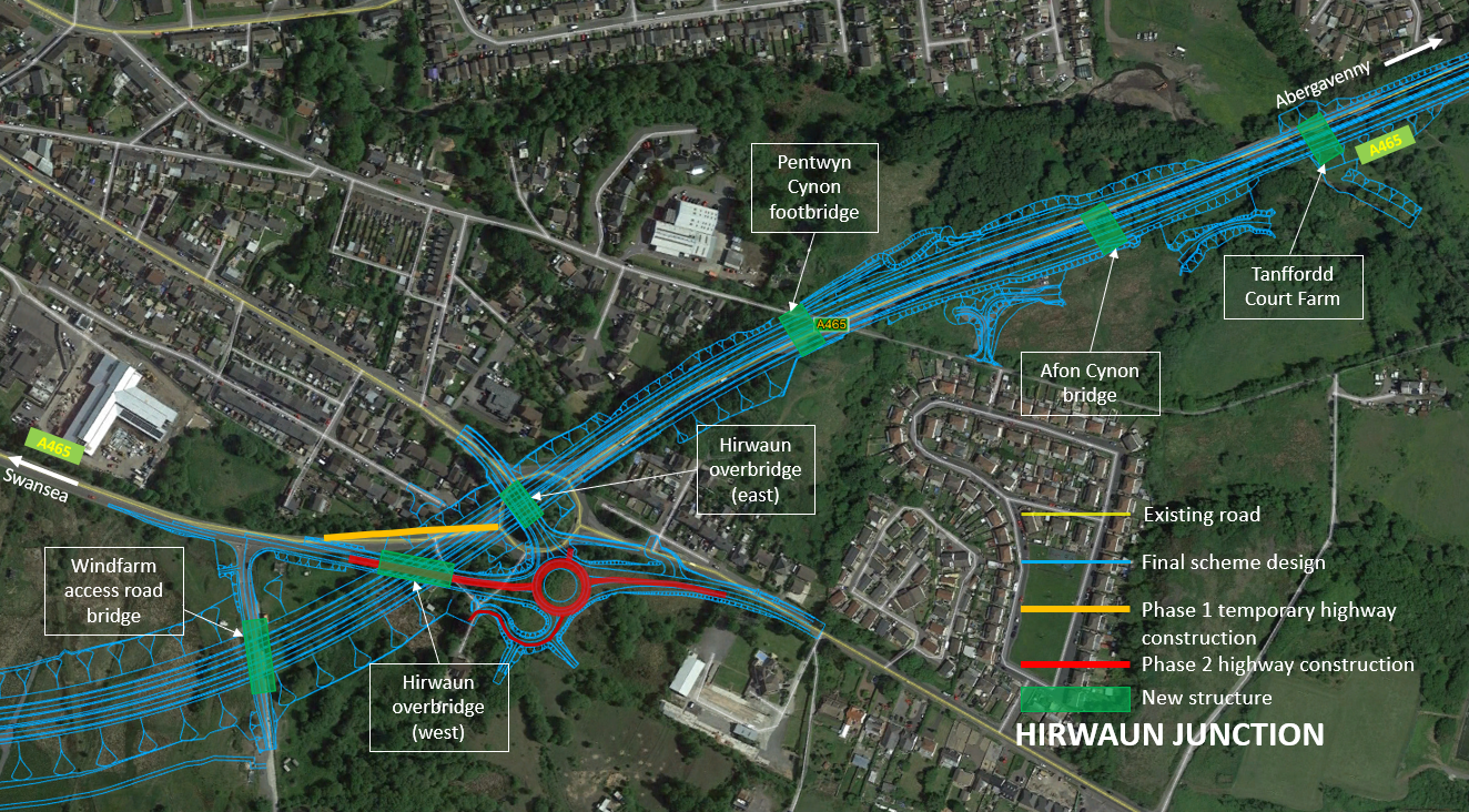 Map showing Hirwaun junction plans.​​​​