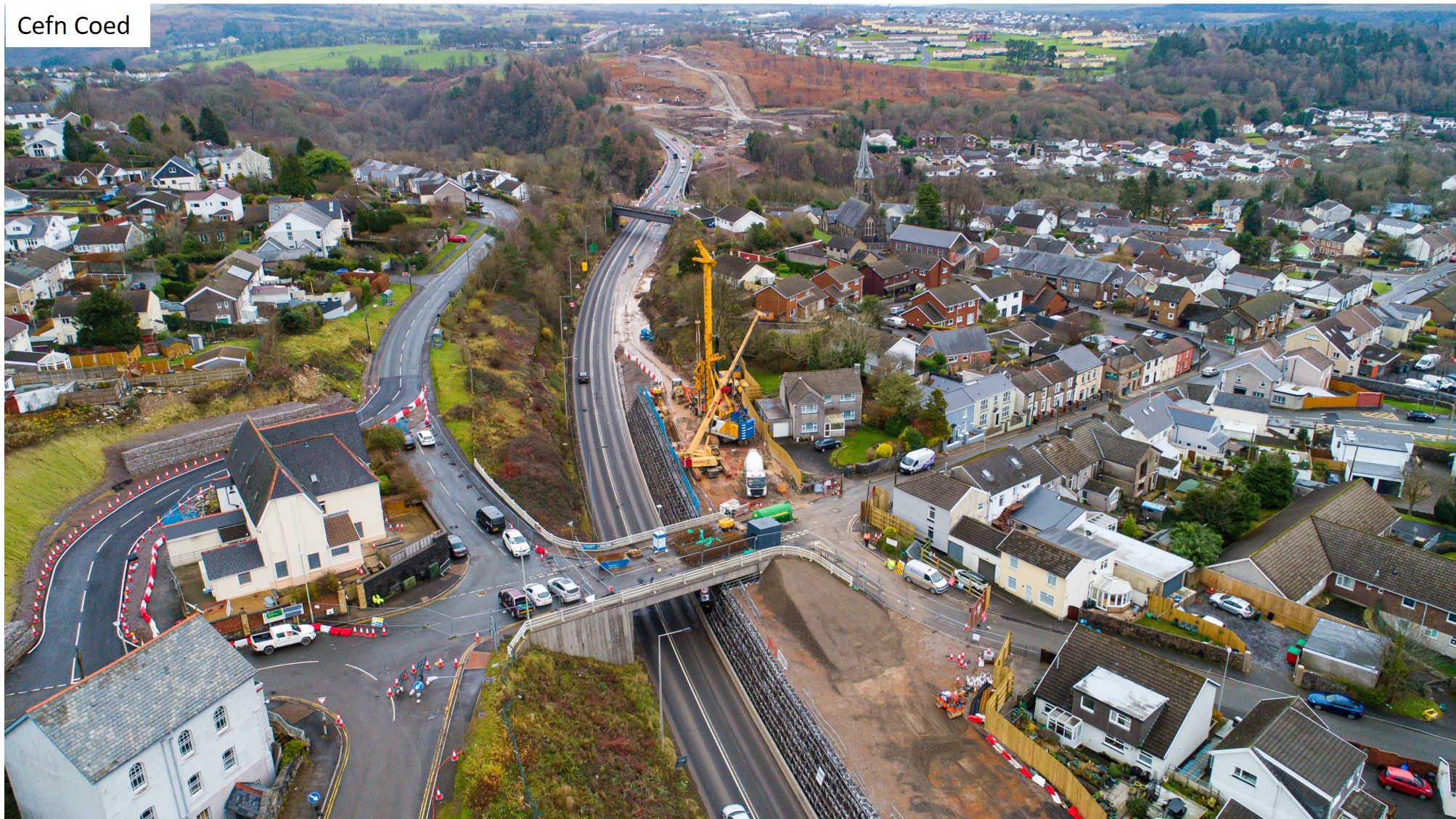 Works at Cefn Coed junction