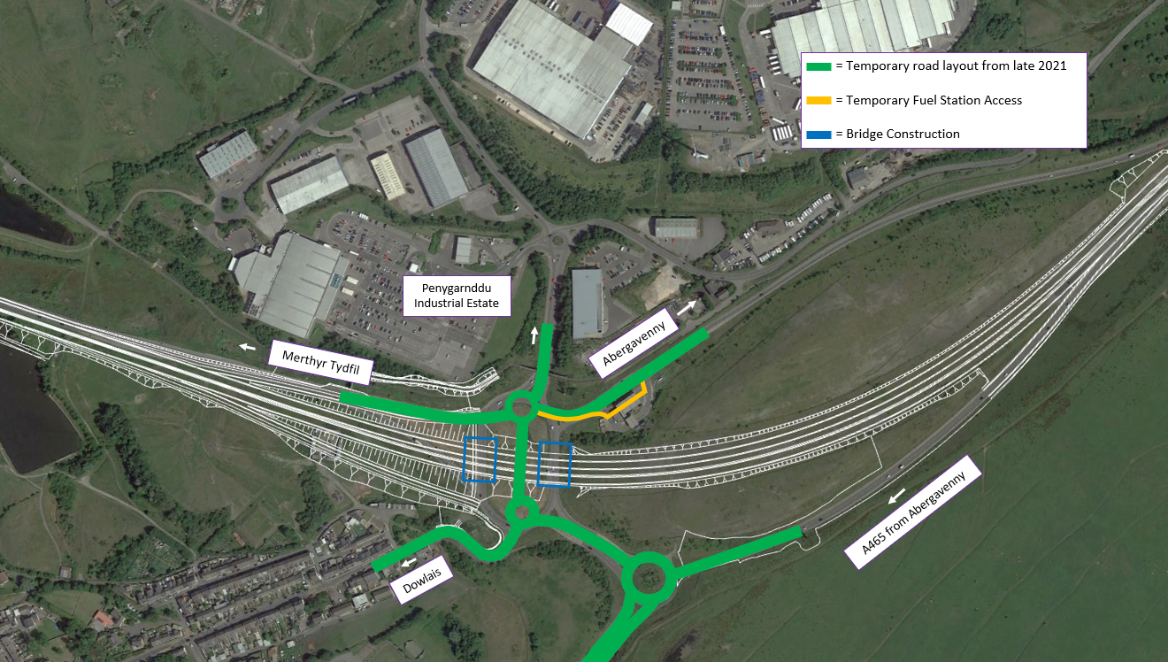 Map showing the works at Dowlais Top junction