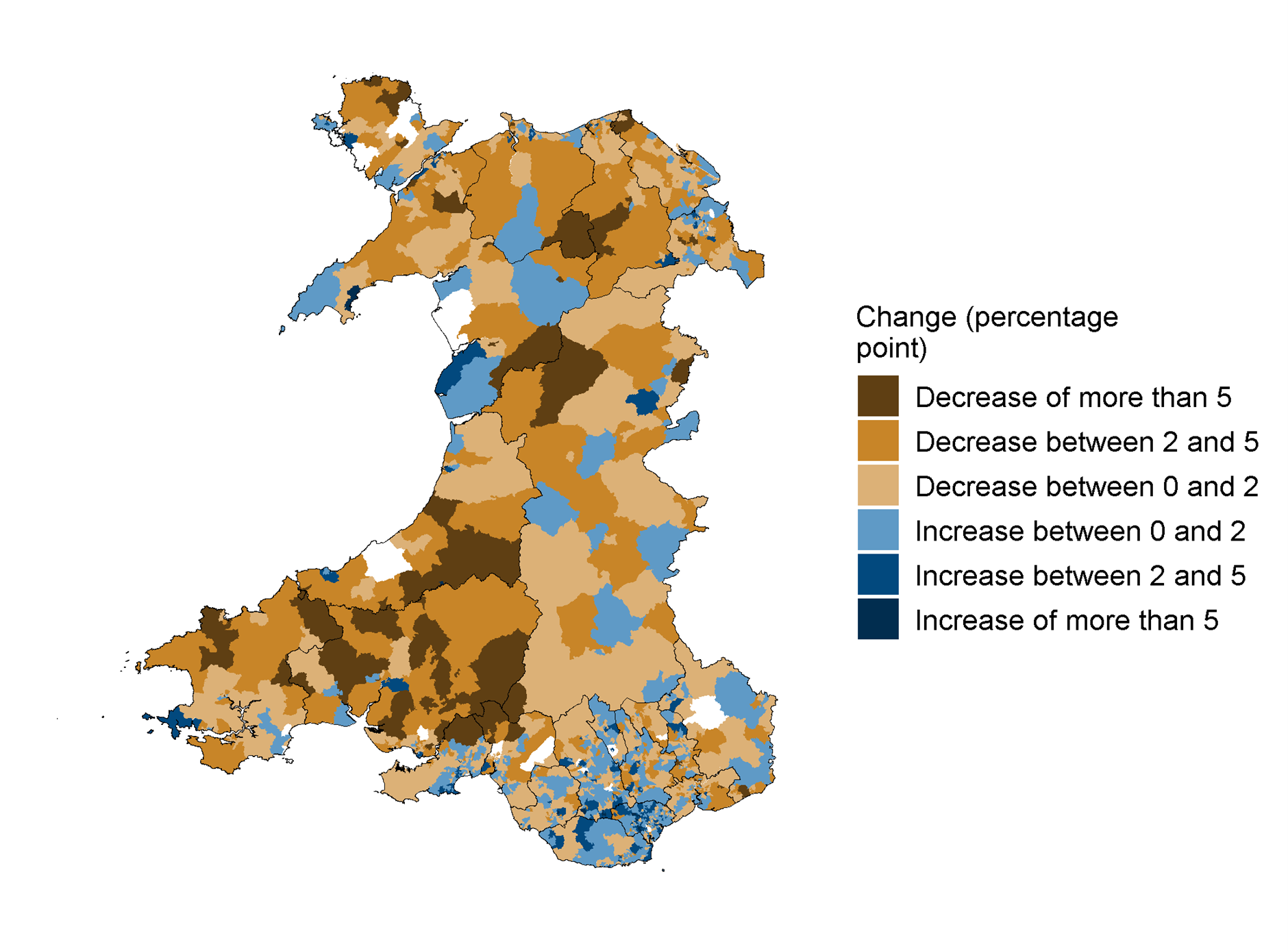Percentage of people aged three or over able to speak Welsh, by LSOA, 2011 to 2021