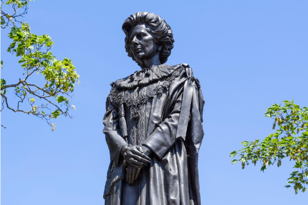 Statue of Margaret Thatcher in Grantham, England