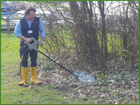 Targeted weed control using an electric weeding lance to destroy weed cell structures.