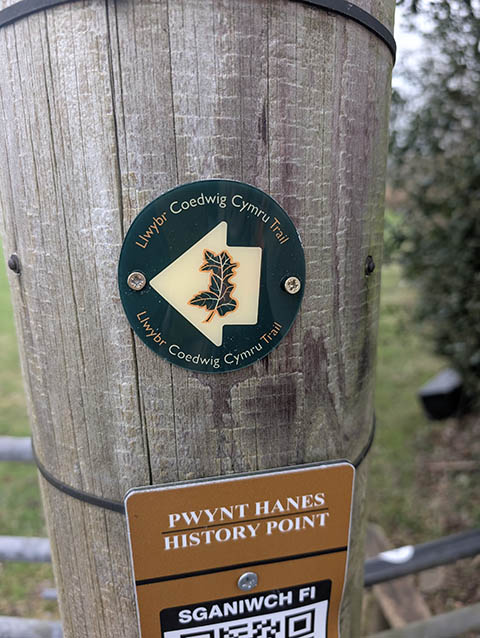 First waymarker installed on the route at Miskin, Rhondda Cynon Taf