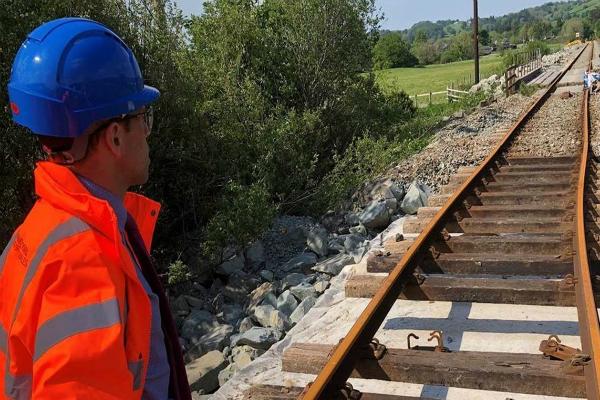 Ken Skates takes first-hand look at Conwy Valley line restoration work