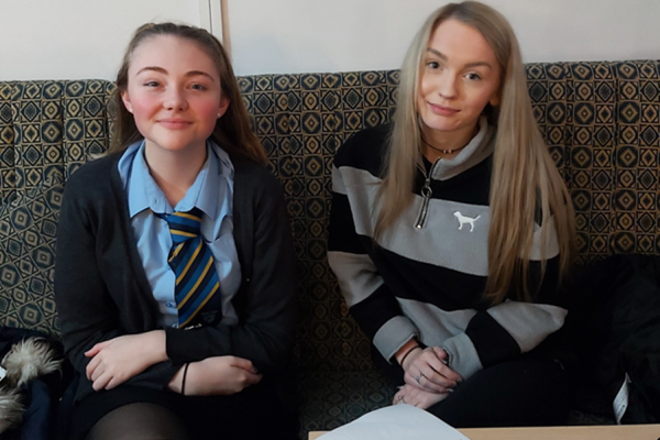 Rebecca Lewis, 15, and Amber Treharne, 16 who are leading Carmarthenshire County Council’s period dignity project.